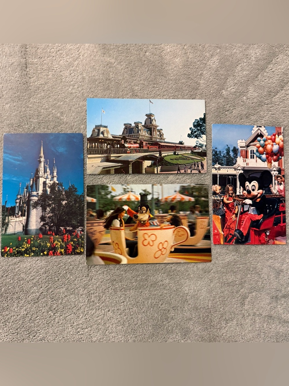 Lot Of 4 Walt Disney World Vintage Postcards Unposted Cinderella’s Castle Mickey